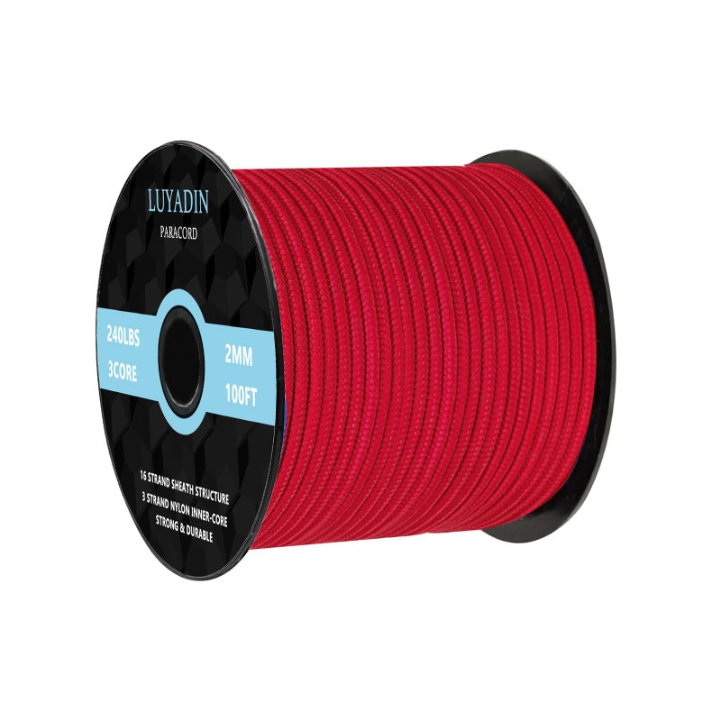 LUYADIN Paracord 240lb - Diameter 2mm Micro Utility Cord -3 Strand Parachute Spool Cord - 100ft 200ft,Paracord for Camping,Hiking,Fishing,Outdoor and DIY - Image 1